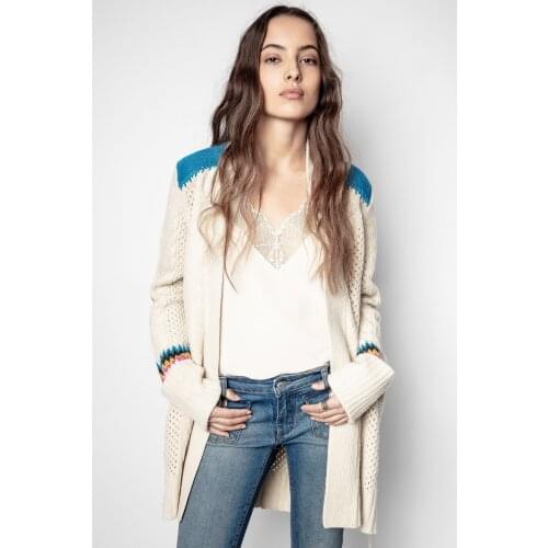 2021 Winter New Ladies 100% Cashmere Kninted Coat Women Sweaters Lace-up Grey Cardigan