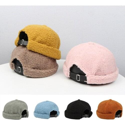 New Arrival Unisex Vintage Landlord Hat with Adjustable Buckle Plush Warm Casual Cap
