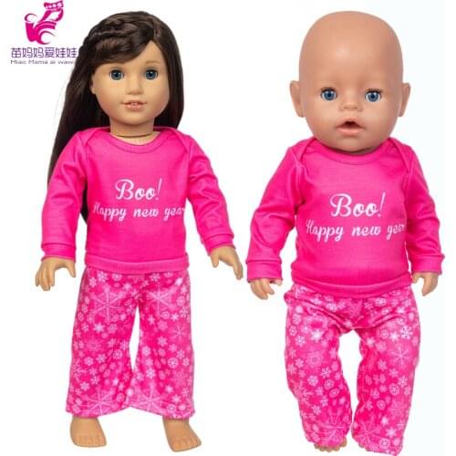 Baby Doll Clothes 43 Cm Boo Pyjama set 18 Inch Girl Doll Clothes Fleece Sleeping Wear Children Girl Gift Toys Wears