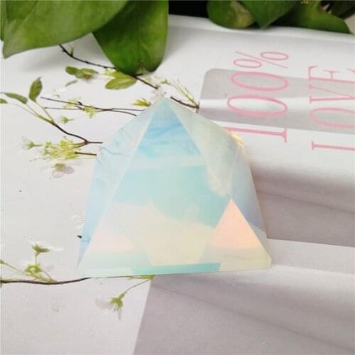 40-50MM Egypt Pyramid Stone Sculpture Opalite Opal Stones Statue Chakra Reiki Carved Fengshui Crafts Healing Spiritual Crystal