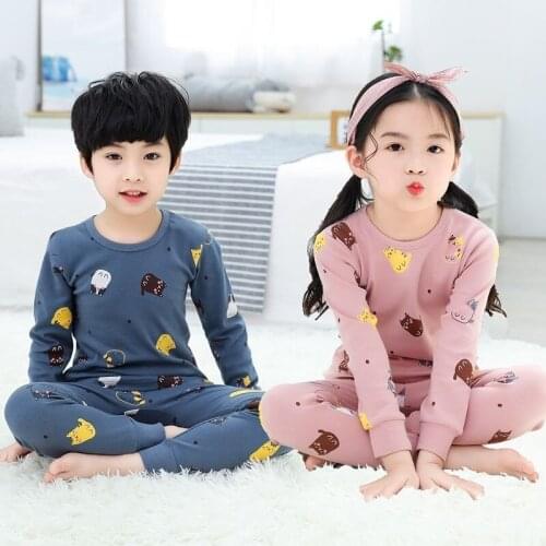 Girls Cartoon Sleepwear Baby Boys Winter Cotton Sets Children Homewear Pajamas Boy Pyjamas Kids Nightwear 2-13Y Home Clothes Set