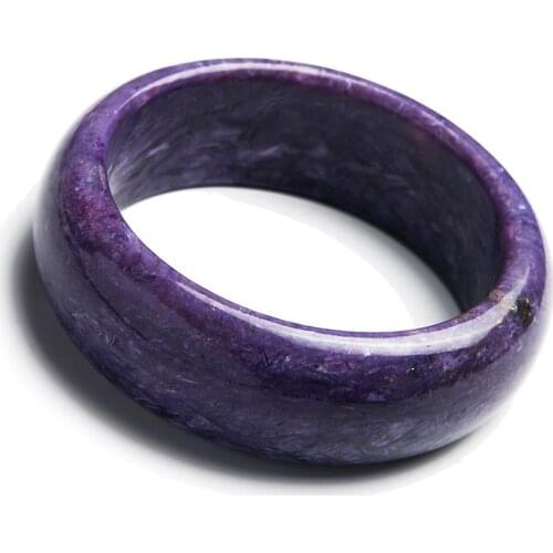 2018 Newly Genuine Purple Natural Charoite Gem Stone Round Bracelet Bangles Mothers Gift Women Charm Bangle Inner Diameter 60mm