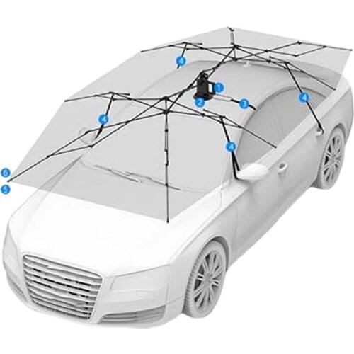 Semi Automatic Car Umbrella Tent Bracket Oxford Cloth Three Colors Travel Roof Carbon Composite Umbrella Car Cover Accesories