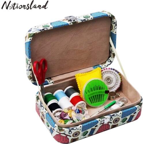 Portable Multifunction Sewing Storage Box with Sewing Accessories Travel Quilting Stitching Tool Home Sewing Organizer Case