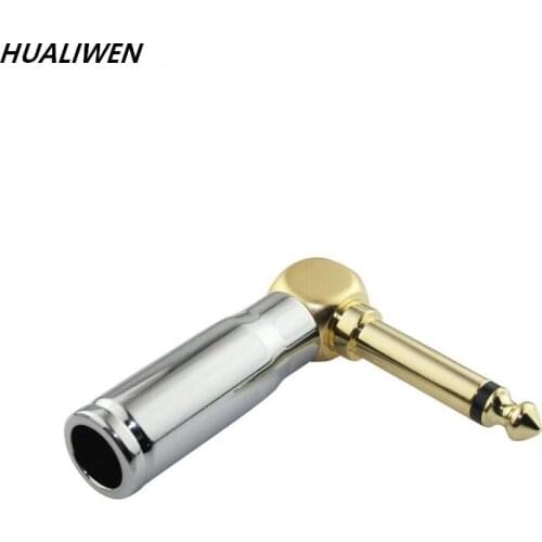 Gold-Plated 6.5mm Big Two Core Mono Bend Adapter 6.35mm Headphone Audio Cable Plug