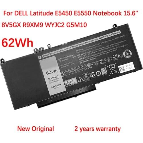 R9XM9 WYJC2 1KY05 G5M10 8260mAh New Laptop Battery For DELL Latitude E5450 E5470 E5550 E5570 8V5GX 7.6V 62Wh