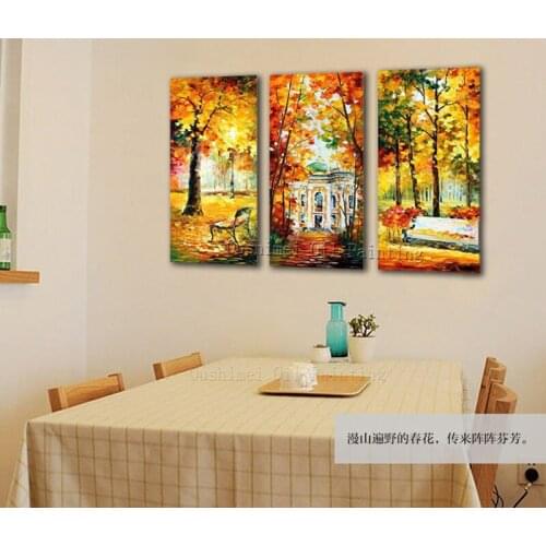 Artist Hand-painted High Quality Three Combination Knife Landscape Oil Painting On Canvas Handmade Knife Autumn Painting Oil