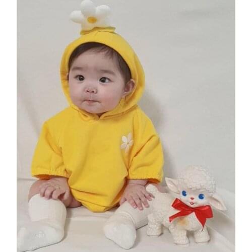 Flower Embroidery Toddler Girls Jumpsuit 0-24M Spring Autumn Newest Baby Clothes Long Sleeve Hooded Baby Boys Bodysuit