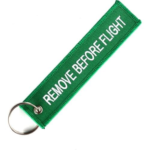 Remove Before Flight Chaveiro for Cars Green Key Fobs OEM Keychain Jewelry for Aviation Gift Tag Embroidery Key Chains Holder