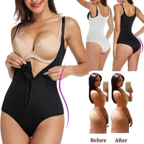Firm Control Shapewear Bodysuit for Women Waist Trainer Body Shaper Tummy Control Corset Zipper Open Bust Bodysuit Butt Lifter
