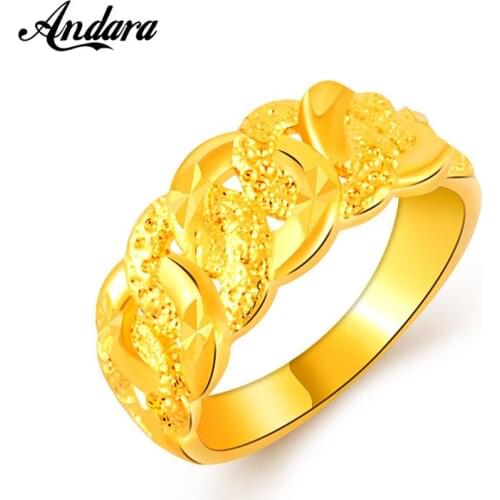 High Quality Gold Finger Ring For Women Men GP Gold Color Round Ring Fashion Jewelry Wedding Party Gifts