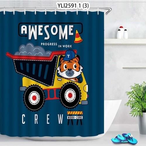 1Pc Colorful Cartoon Animal Print Fabric Shower Curtains Mouse Cloud Bath Screen Waterproof Products Bathroom Decor Bath Curtain