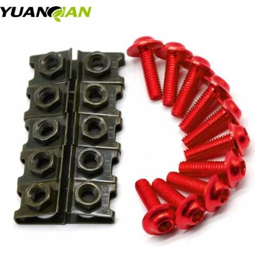 10x 6mm Fairing Body Work Bolts Spire Speed Fastener Clips Screw Spring Nuts for Yamaha TMAX 530 T MAX 500 Honda CR 250 CBR600RR
