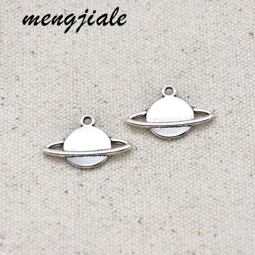 15pcs Metal Silver Plated Large Saturn Charms Space Pendant For DIY Jewelry bracelet accessories Making 15*22mm