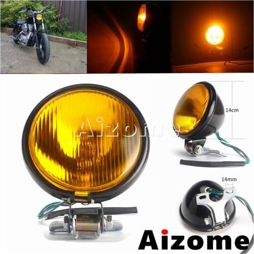 5"LED Retro Headlight Motorcycle 12V 35W Amber High/Low Beam Headlamp for Harley Touring Yamaha Suzuki Kawasaki Honda Cafe Racer