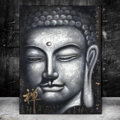Abstract Silver Buddha Canvas Pantings On The Wall Art Postes And Prints Buddhism Canvas Art Pictures Home Decoration Cuadros