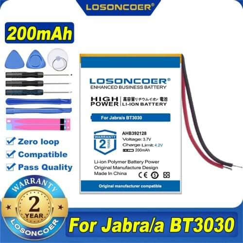100% Original LOSONCOER NEW 200mAh AHB392128 Battery For Jabra/a BT3030 Bluetooth Headset Log Itech Wireless Headset AHB392128