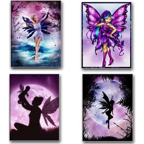 New DIY 5D diamond painting "Butterfly Fairy" full diamond embroidery cartoon fairy picture holiday gift rhinestone decoration p
