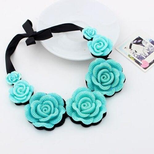Big Rose Flower Rhinestone Lace Short Clavicle Romantic Pendants Necklace Luxury for Women 99KB