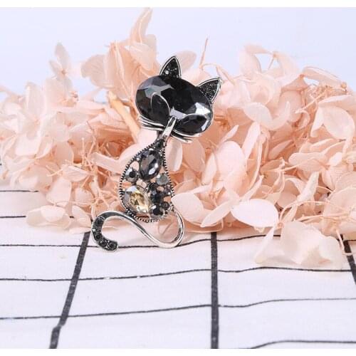Beadsland Alloy Inlaid Rhinestone Brooch Kitten Modeling Fashionable High-end Clothing Accessories Pin Woman Gift MM-987