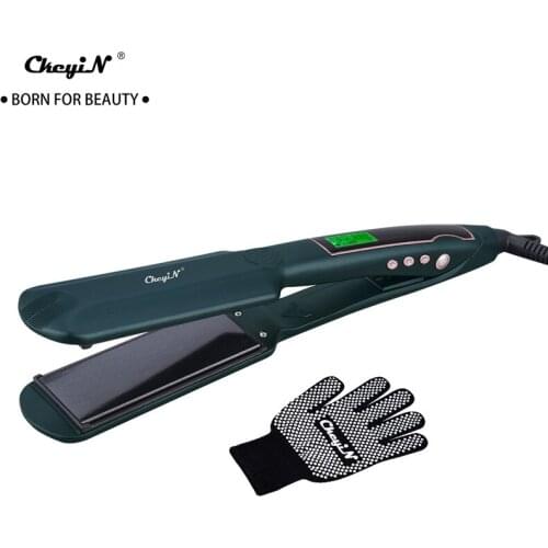 Ckeyin Hair Straightener Tourmaline Ionic Flat Iron Widen Panel Ceramic Heating Plate Lcd Display Fast Heating Salo Styling Tool