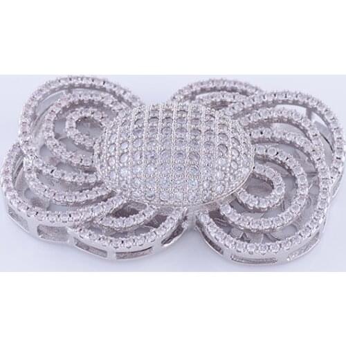 DIY Handmade Pearl Necklace Beaded Jewellery Accessories Rhinestone Flower Pendant Connectors for Jewelry Making Components