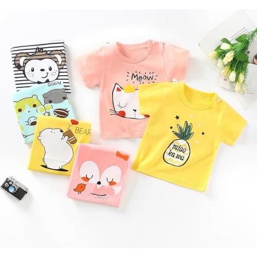 Newborn Baby Boys & Girls Cartoon T-shirts Kids Print T Shirt For Boys Children Summer Short Sleeve T-shirt Cotton Tops Clothing