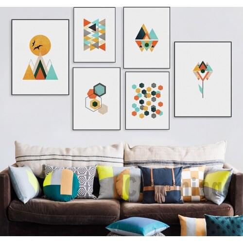 Geometric Multicolored Abstract Art Painting Of Home Decoration Wall Living Room Bedroom Corridor Hanging Picture Frameless