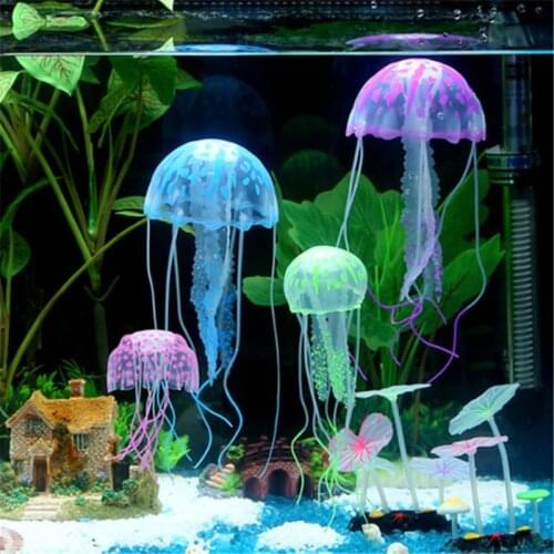 Artificial Swim Glowing Effect Jellyfish Aquarium Decoration Fish Tank Underwater Live Plant Luminous Ornament Aquatic Landscape