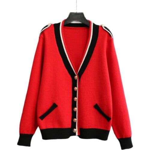 Graceful Sweater Cardigan Coat Womens 2021 New Year New Style Red Spring Clothing Fashion Sweater Short Tops Fashion