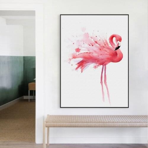 Scandinavian Pink Flamingo Canvas Painting Abstract Watercolor Animal Wall Art Poster Print Picture for Girl Room Home Decor
