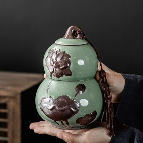 New Design Retra Ceramic Tea Storage Box Tea Jars Home Decor Candy Jars Storage Container 8.5*11.5cm Spices Storage Box 1pcs