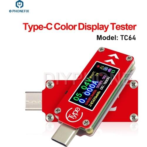 PHONEFIX RD TC64 Type-C Mini Multimeter Colorful 0.96 Inch LCD Display USB Voltmeter Ammeter Voltage Current Meter Tester