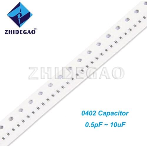 100pcs 0402 SMD Chip Multilayer Ceramic Capacitor 0.5pF - 10uF 10pF 100pF 1nF 10nF 33nF 100nF 0.1uF 1uF 3.3uF 4.7uF ZHIDEGAO