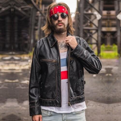 2020 New Mens Genuine leather jacket David style turn down collar skin wind jacket mens leather coat motorcycle jackets