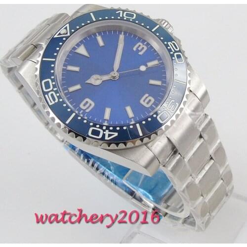 39mm Bliger Blue Sterile Dial Ceramic Bezel Top Brand Luxury Super Luminous Automatic Movement mens Watch