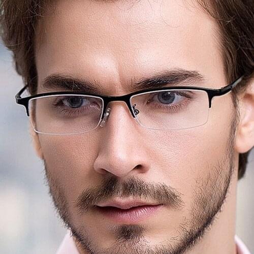 Anti Blue Square Glasses Frame for Men Vitnage Semi-rimless Metal Women Eyeglasses for Computer Blue Light Blocking Gafas 2020