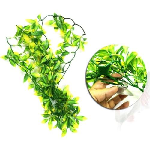 Reptile Aquarium Landscaping Artificial Plastic Plant with Suction Cup Artificial Plastic Plant