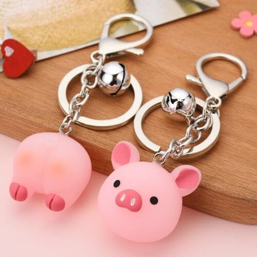 Cartoon Pig Butt Keychain Cute Pink Pig Head Doll Women Couple Funny Key Ring Car Bag Keychain Gifts