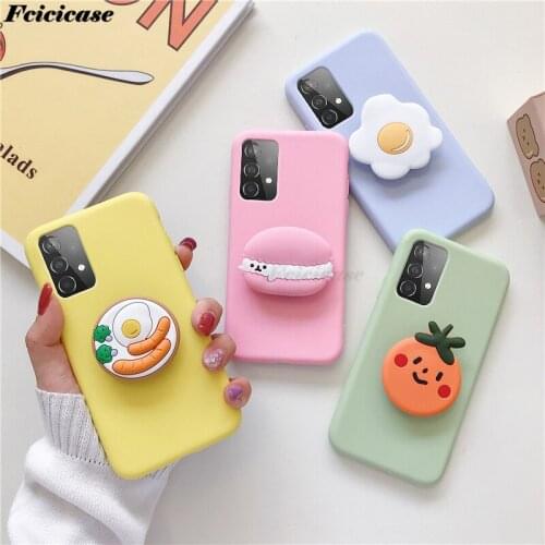 A52 3D Cute Cartoon Stand Silicone Case For Samsung Galaxy A52 5G 2020 Phone Holder Cover For Galaxy A52 Back Bags