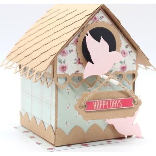 Birdhouse Explosion Box Metal Cutting Dies Stencils for DIY Scrapbooking Decorative Embossing Paper Card Making Craft