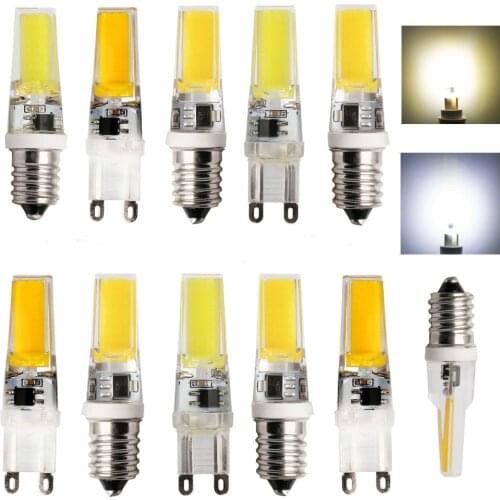 G9 E14 Mini LED Lampada Dimmable COB 9W LED Lights Silicone Crystal Lamps 220V Chandelier Crystal Light Warm Cool White Bulbs