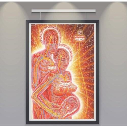 Trippy Alex Grey Psychedelic Posters and Prints Wall Art Silk Home Decoration Abstract Painting Pictures Living Room