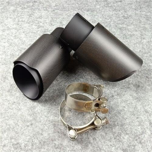 One Pcs Universal 2.48 inches Glossy Carbon Fiber Exhaust Tips 304 Stainless Steel For Cars Tuning Muffler Nozzles Exhaust Pipes