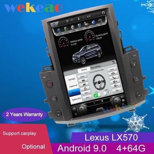 Wekeao 13.6" Vertical Screen Tesla Style Android 9 auto Radio Automotivo For Lexus LX570 Car Dvd GPS Carplay 2007 - 2015