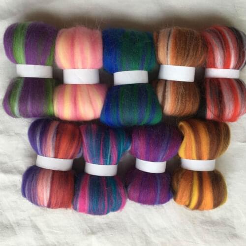 WFPFBEC 9colors Australia 20um sheep 100% wool fiber needle felting wool for felt wool roving 10g/20g/50g/100g/color