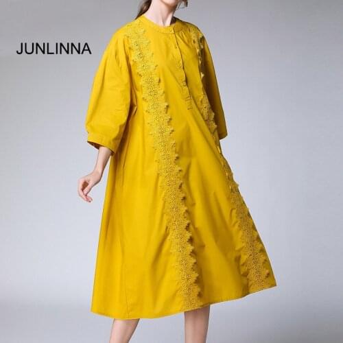 XL-4XL Plus Size Dresses Pure Colour 2021 Fashion New Embroidery Floral Sides Loose Dress Spring and Autumn Shirt Dress