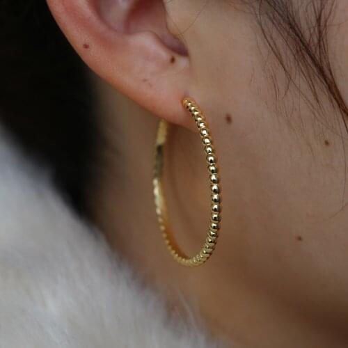 2019 Beautiful and exquisite Punk Rock Minimalist Thick beaded Big Gold Round Circle Hoop Earrings for women hot fashion jewelry