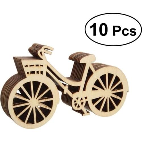 10PCS Wooden Bicycle Bike Cutout Veneers Slices Crafts Embellishment For DIY Crafting Ornament Decoration For Wedding Party