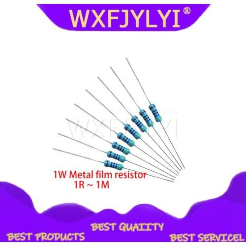 200pcs 1W Metal film resistor 1% 1R ~ 1M 2R 10R 22R 47R 100R 330R 1K 4.7K 10K 22K 47K 100K 330K 470K 1 2 10 22 47 100 330 ohm